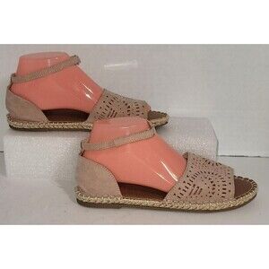 Jellypop Erica Beige Cutout Open Toe Flat Sandal Size 8